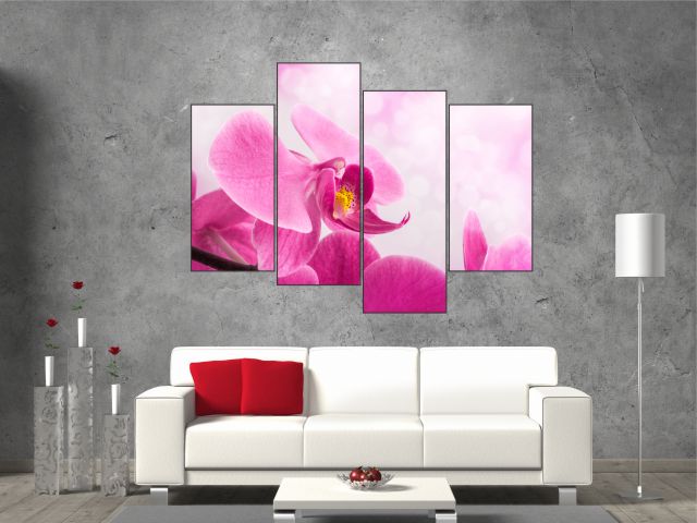 Multicanvas orhidee roz 4 piese - cod E21